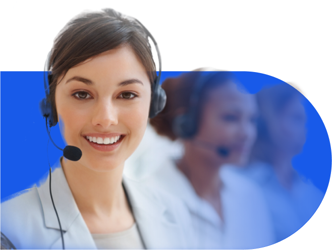 Customer service team with headsets